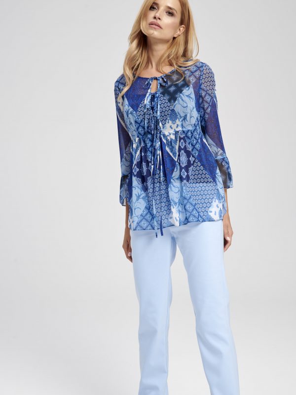 Niebieska patchworkowa bluzka boho Nebraska EZURI