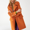 Pomarańczowy oversizowy płaszcz