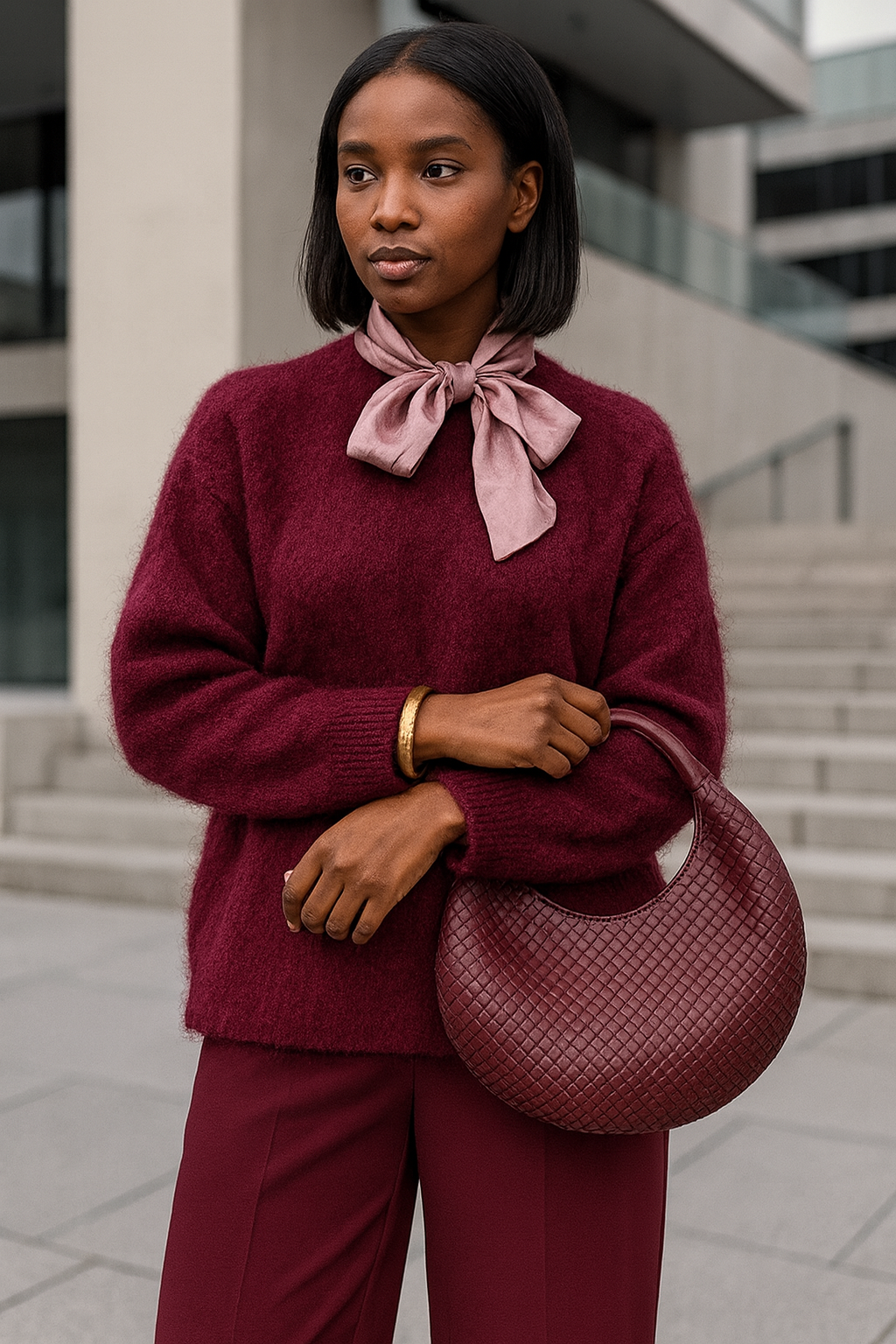 bordowy sweter z moheru, bordowy sweter damski, sweter z moherem EZURI, sweter damski bordo