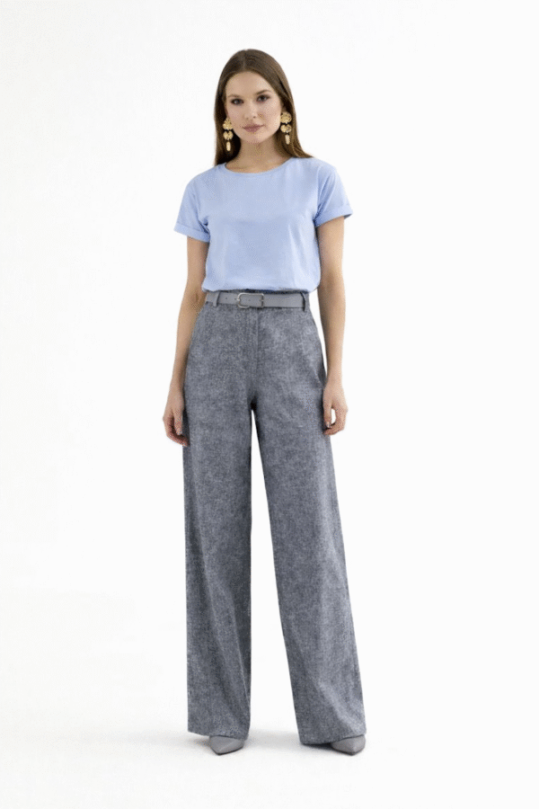 Spodnie grafitowe damskie – kieszenie po bokach i guma z tyłu w pasie