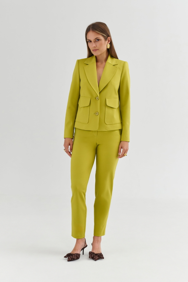 Limonkowe spodnie CARLO cygaretki do kostki – zwężana nogawka