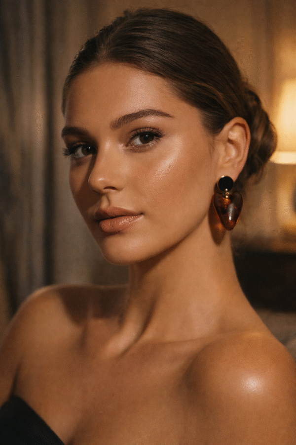 Kolczyki serduszka w ciepłym odcieniu brązu