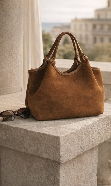 brązowa mała torebka damska skórzana minimalistyczna